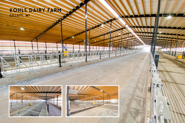Agricultural Construction: Freestall Barn: Kohls Dairy Farm, Gillett, WI